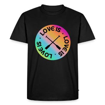 Aviron : L’amour est. - T-shirt Premium bio Homme - noir - Devant - Nico (187cm)