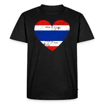 Thaïlande Flag Heart - T-shirt Premium bio Homme - noir - Devant - Nico (187cm)
