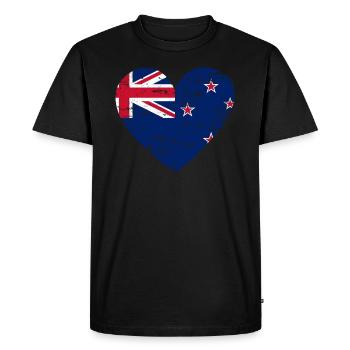 Cœur du drapeau de la Nouvelle-Zélande - T-shirt Premium bio Homme - noir - Devant - Nico (187cm)