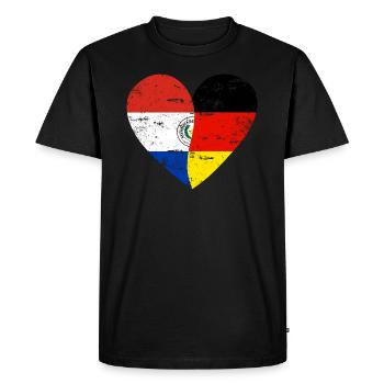 Paraguay Allemagne Coeur - T-shirt Premium bio Homme - noir - Devant - Nico (187cm)