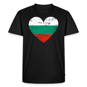 Bulgarie Drapeau Cœur - T-shirt Premium bio Homme - noir - Devant - Nico (187cm)
