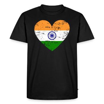 Cœur du drapeau de l’Inde - T-shirt Premium bio Homme - noir - Devant - Nico (187cm)