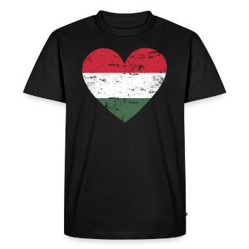 Hongrie Drapeau Cœur - T-shirt Premium bio Homme - noir - Devant - Nico (187cm)