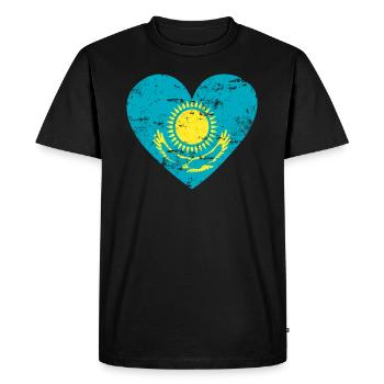 Cœur du drapeau du Kazakhstan - T-shirt Premium bio Homme - noir - Devant - Nico (187cm)