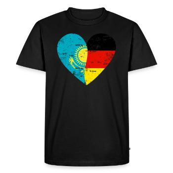 Kazakhstan Allemagne Drapeau Cœur - T-shirt Premium bio Homme - noir - Devant - Nico (187cm)
