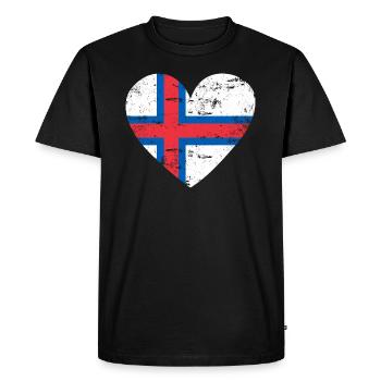Cœur du drapeau des îles Féroé - T-shirt Premium bio Homme - noir - Devant - Nico (187cm)