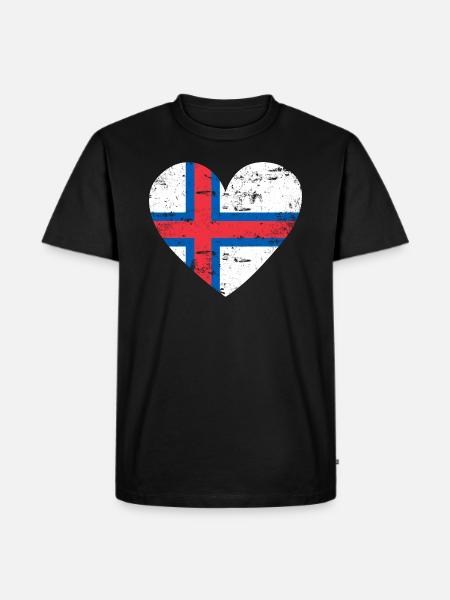 Serce flagi Wysp Owczych - Herre Premium økologisk T-shirt - sort