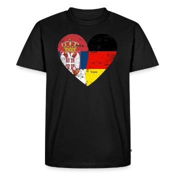 Serbie Allemagne Drapeau Cœur - T-shirt Premium bio Homme - noir - Devant - Nico (187cm)