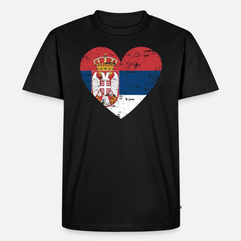 Serbien Flaggenherz - Männer Premium Bio T-Shirt - Schwarz
