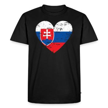Slovakia Flag Heart - Men's Premium Organic T-Shirt - black - Front - Nico (187cm)
