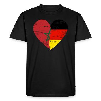 Maroc Allemagne Drapeau Cœur - T-shirt Premium bio Homme - noir - Devant - Nico (187cm)