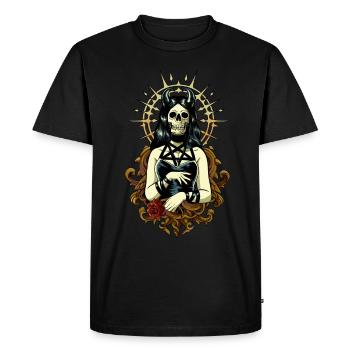 Esthétique gothique Goth Filles Pentagramme Croix de Saint-Pierre - T-shirt Premium bio Homme - noir - Devant - Nico (187cm)