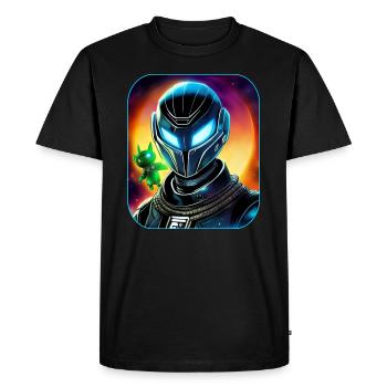 Space Astronaut with Alien Fairy - Men's Premium Organic T-Shirt - black - Front - Nico (187cm)