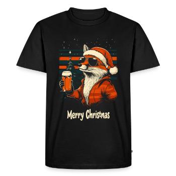 Bière Noël Renard Fête de Noël - T-shirt Premium bio Homme - noir - Devant - Nico (187cm)