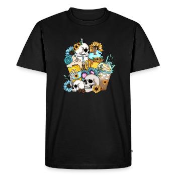 Vintage Retro Kaffe Skulls - Männer Premium Bio T-Shirt - Schwarz - Vorne - Nico (187cm)