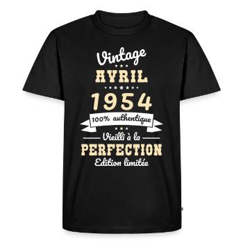 70th Anniversary - Vintage - April 1954 - Men's Premium Organic T-Shirt - black - Front - Nico (187cm)