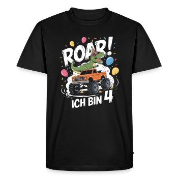 4ème anniversaire 4 ans Dino Monster Truck Fan - T-shirt Premium bio Homme - noir - Devant - Nico (187cm)