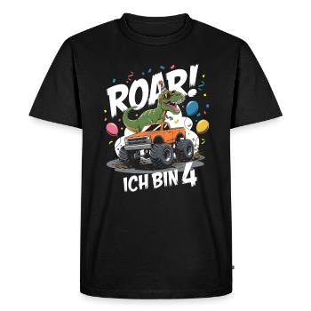4ème anniversaire 4 ans Dino Monster Truck Fan - T-shirt Premium bio Homme - noir - Devant - Nico (187cm)