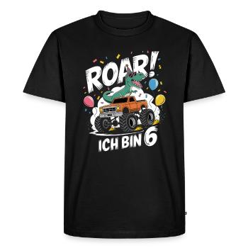 6ème anniversaire 6 ans Dino Monster Truck Fan - T-shirt Premium bio Homme - noir - Devant - Nico (187cm)