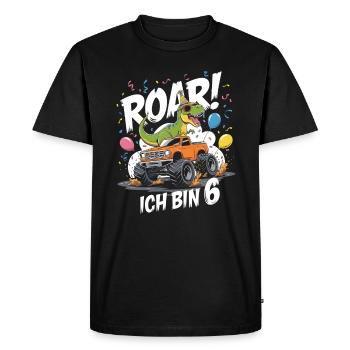 6ème anniversaire 6 ans Dino Monster Truck Fan - T-shirt Premium bio Homme - noir - Devant - Nico (187cm)