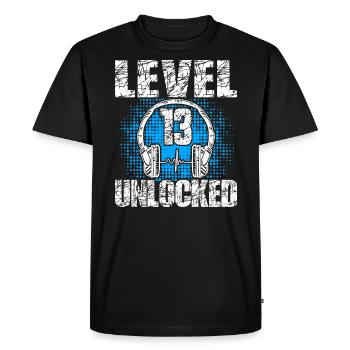 Niveau 13 Cadeau d’anniversaire débloqué 13 ans - T-shirt Premium bio Homme - noir - Devant - Nico (187cm)