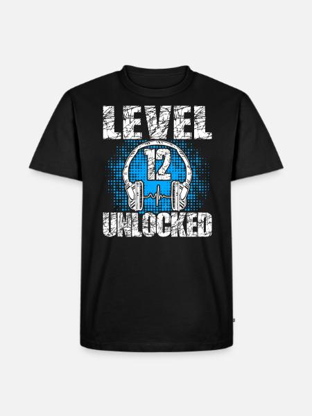 Level 12 Unlocked Birthday Gift 12 years - Men's Premium Organic T-Shirt - black