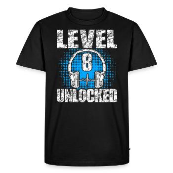 Niveau 8 Cadeau d’anniversaire débloqué 8 ans 8. - T-shirt Premium bio Homme - noir - Devant - Nico (187cm)