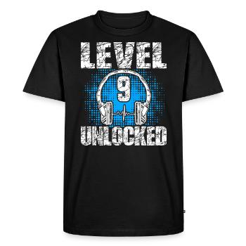 Level 9 Unlocked Birthday Gift 9 Years 9. - Men's Premium Organic T-Shirt - black - Front - Nico (187cm)