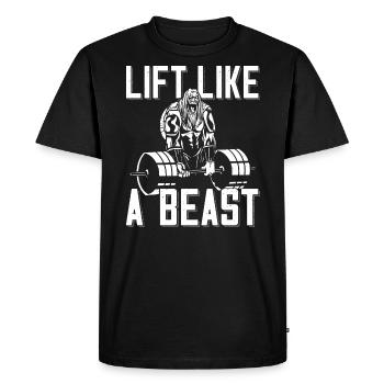 Bodybuilder Lift Like A Beast Outfit Barbell - Men's Premium Organic T-Shirt - black - Front - Nico (187cm)