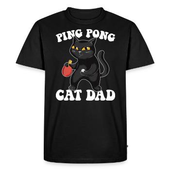Ping Pong Cat Papa Tenue Tennis de Table Chats - T-shirt Premium bio Homme - noir - Devant - Nico (187cm)
