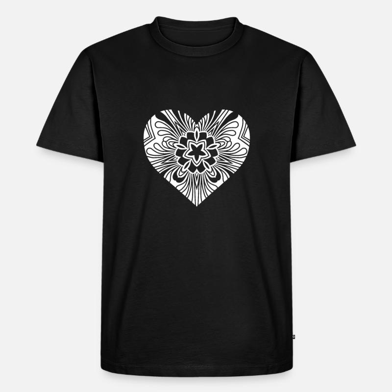 Herz - Männer Premium Bio T-Shirt - Schwarz