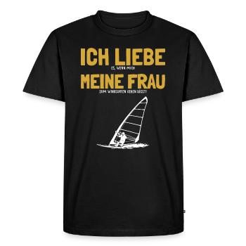 J'Aime Ma Femme Qui Fait De La Planche À Voile, - T-shirt Premium bio Homme - noir - Devant - Nico (187cm)