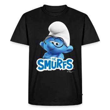 The Smurfs Gift Brainy Smurf And Logo - Men's Premium Organic T-Shirt - black - Front - Nico (187cm)