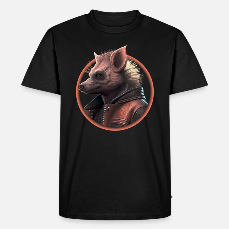 Punk Hyäne mit Lederjacke - Männer Premium Bio T-Shirt - Schwarz