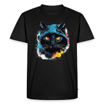 Tête de chat Noir Chat Bombay Chat heureux Chats - T-shirt Premium bio Homme - noir - Devant - Nico (187cm)