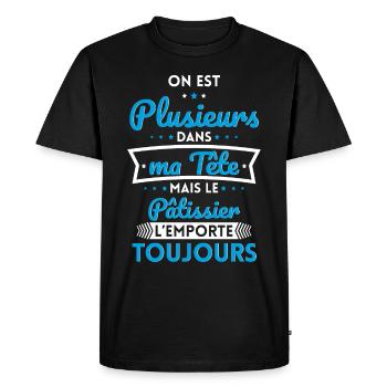 Plusieurs dans tête le Pâtissier l'emporte - T-shirt Premium bio Homme - noir - Devant - Nico (187cm)
