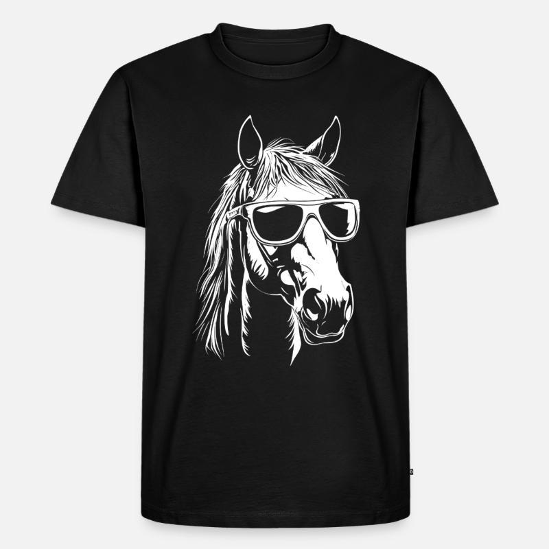 Pferd Sonnenbrille - Männer Premium Bio T-Shirt - Schwarz