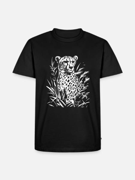 Cheetah Floral Graphic - Men's Premium Organic T-Shirt - black