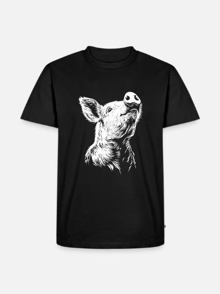 Silhouette de cochon mignon - T-shirt Premium bio Homme - noir