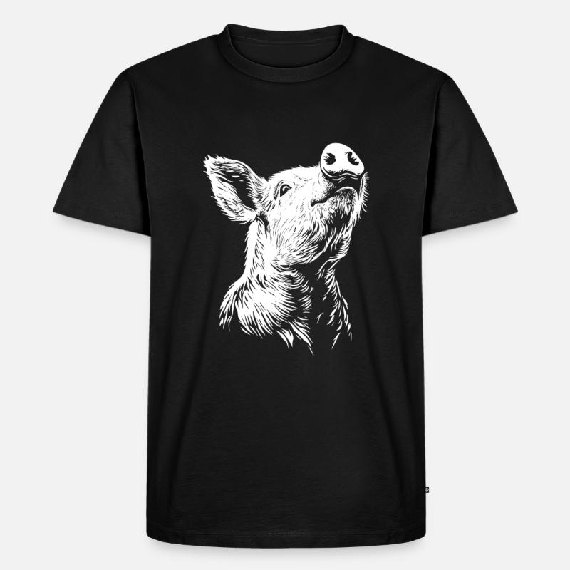 Silhouette de cochon mignon - T-shirt Premium bio Homme - noir