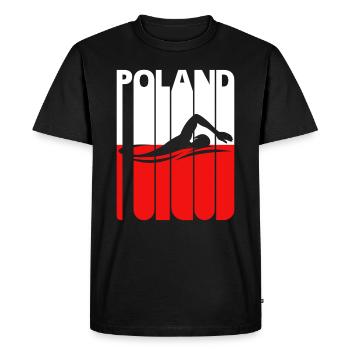 Vintage Swimming Gifts for Swimmers. Polish Flag - Men's Premium Organic T-Shirt - black - Front - Nico (187cm)