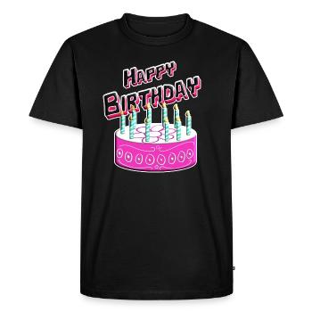 Happy Birthday Cake Pink - Men's Premium Organic T-Shirt - black - Front - Nico (187cm)