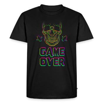 Game Over Skull - T-shirt Premium bio Homme - noir - Devant - Nico (187cm)