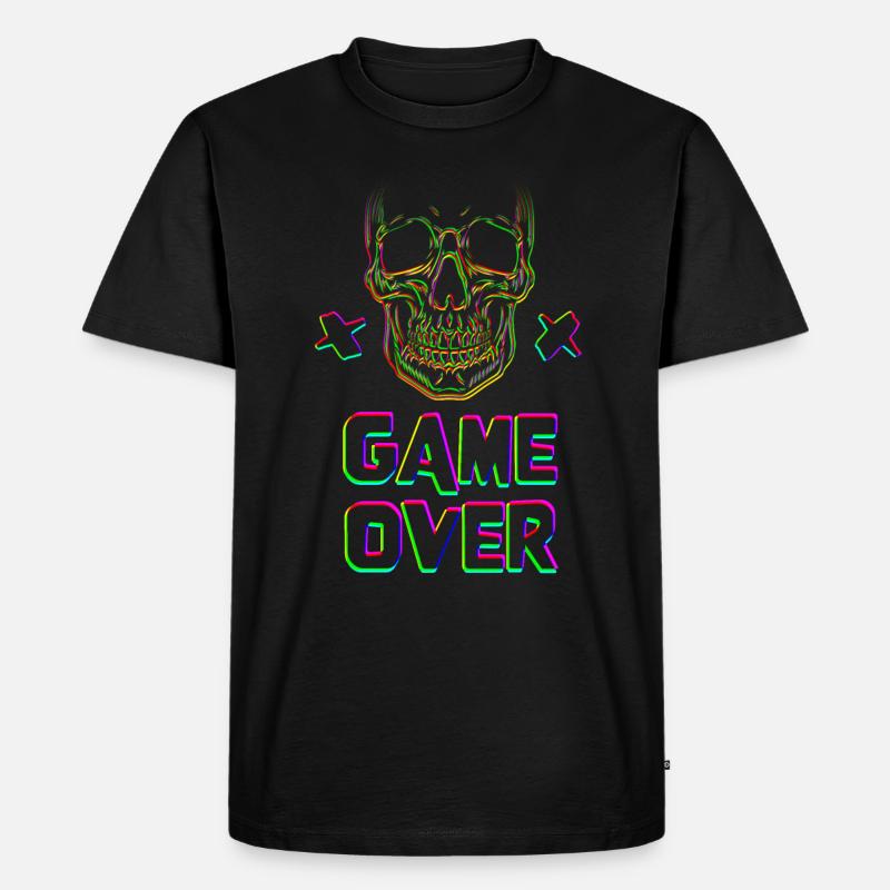 Game Over Skull - Männer Premium Bio T-Shirt - Schwarz