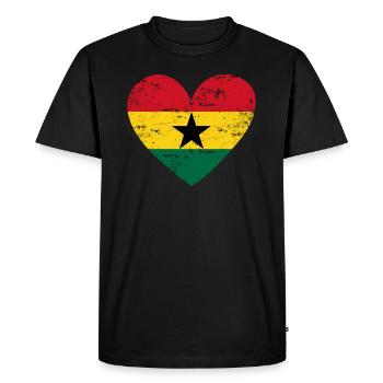 Cœur de drapeau du Ghana - T-shirt Premium bio Homme - noir - Devant - Nico (187cm)
