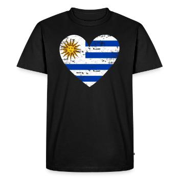 Cœur du drapeau de l’Uruguay - T-shirt Premium bio Homme - noir - Devant - Nico (187cm)