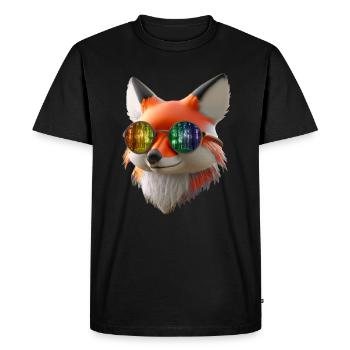 Tête de renard avec lunettes de soleil - T-shirt Premium bio Homme - noir - Devant - Nico (187cm)