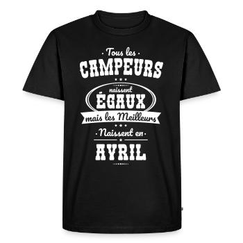 Campeurs égaux meilleurs naissent en Avril - T-shirt Premium bio Homme - noir - Devant - Nico (187cm)
