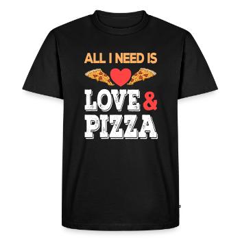 Tout ce dont j’ai besoin, c’est d’amour et de pizza Junk Food Fastfood - T-shirt Premium bio Homme - noir - Devant - Nico (187cm)