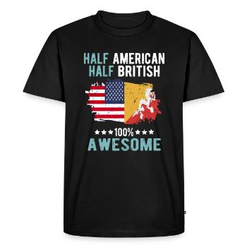 Half American Half British - Men's Premium Organic T-Shirt - black - Front - Nico (187cm)